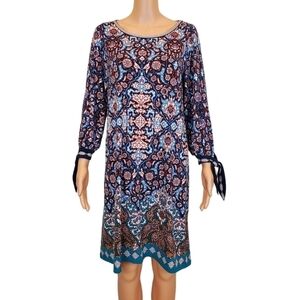 Max Edition long slip sleeve multi print dress